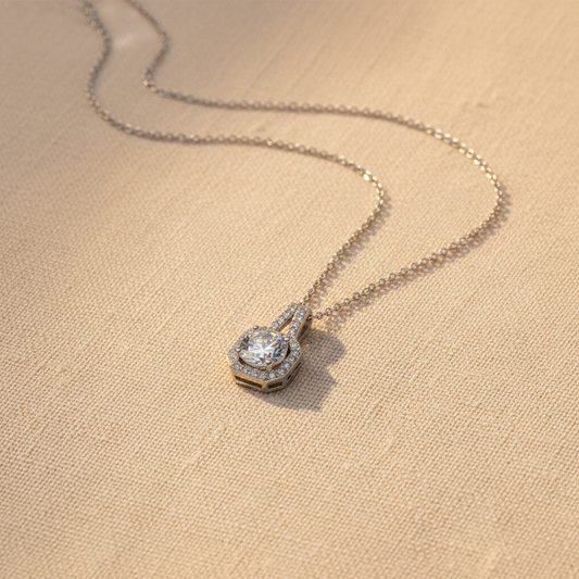 Princess Moissanite Pendant Necklace | 925 Sterling Silver