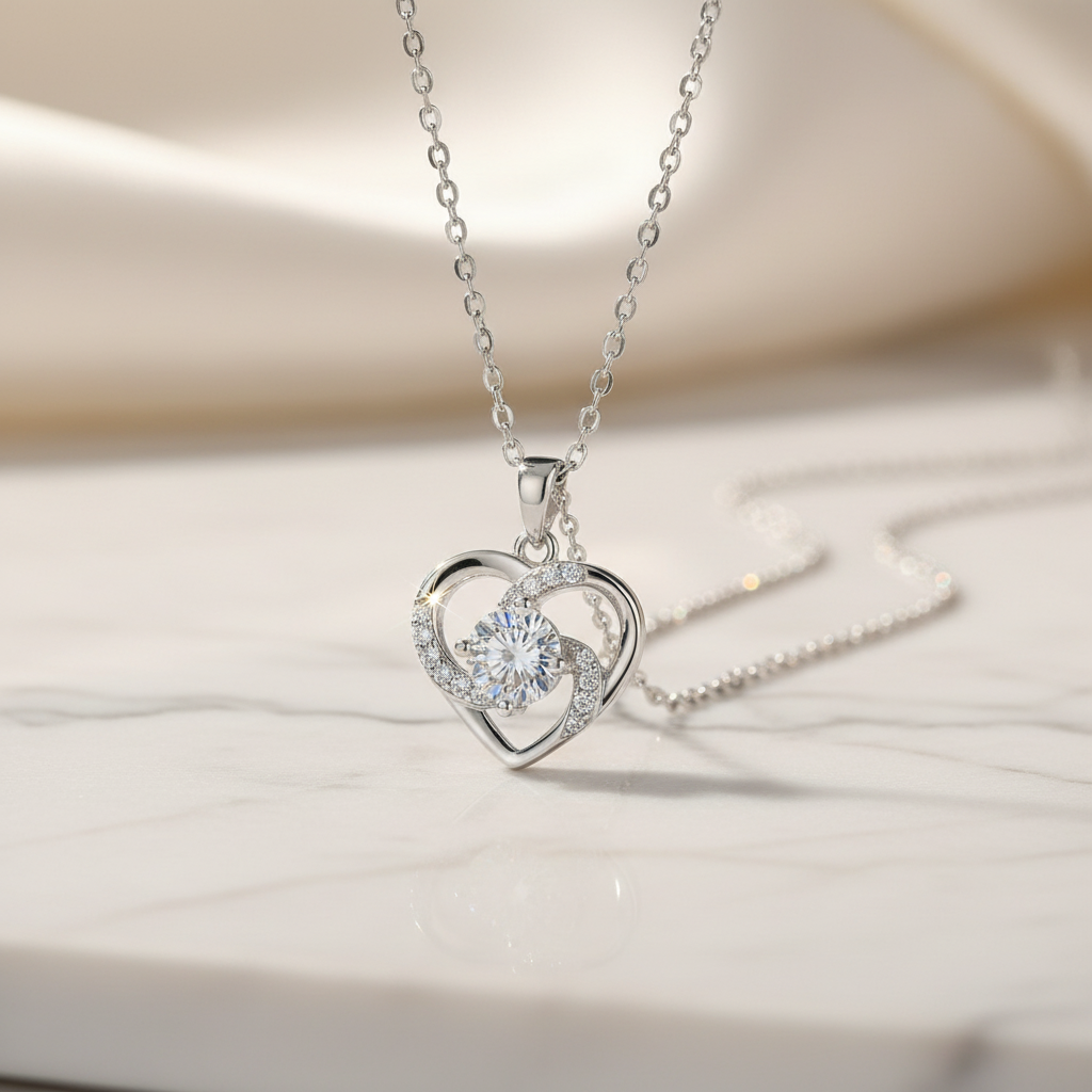 Eternal Heart — marble close-up silver