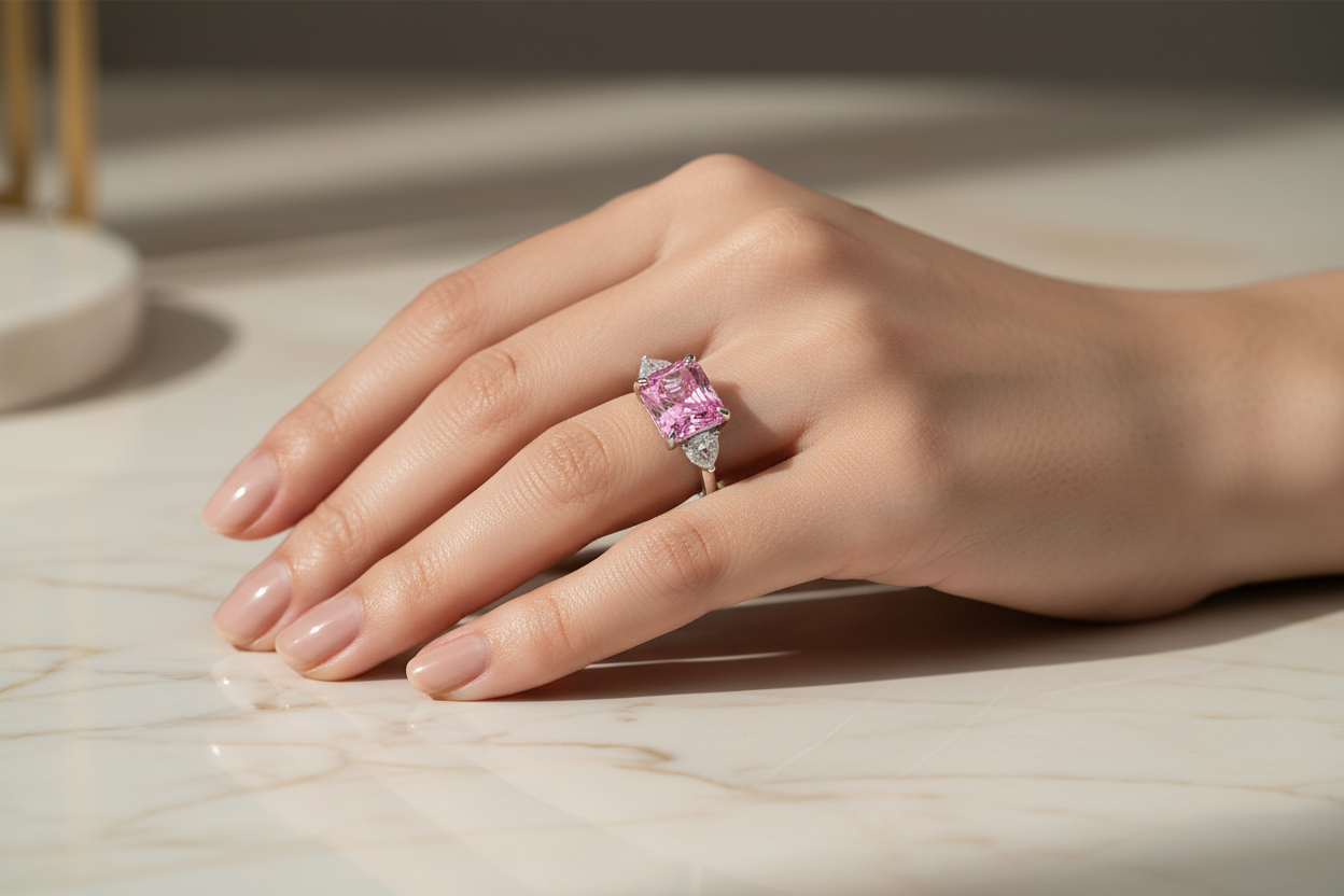 Lumière Colour Ring – Medium Pink – na ruce