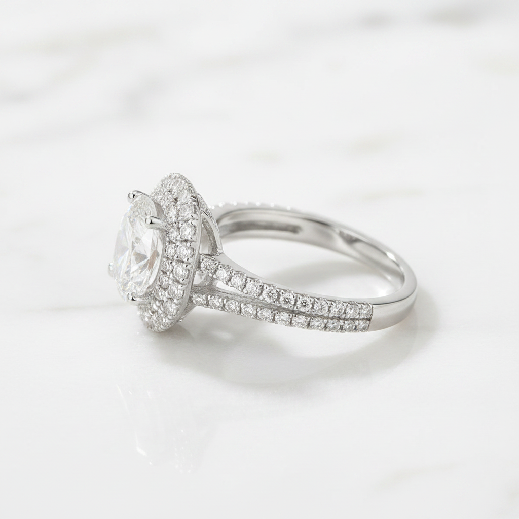 Side profile white marble