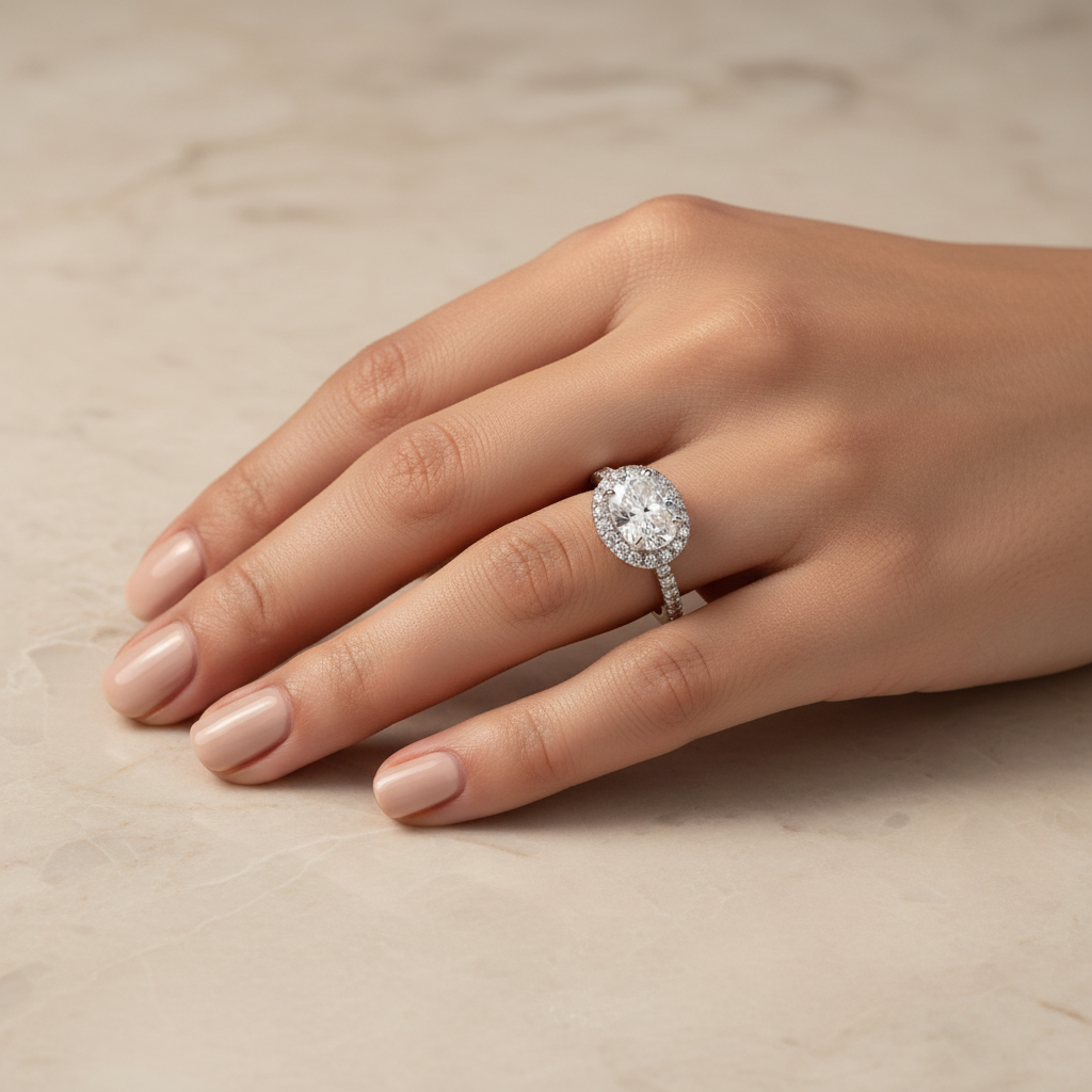The Audrey Ring — on hand marble