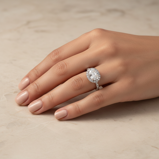 The Audrey Ring — on hand marble
